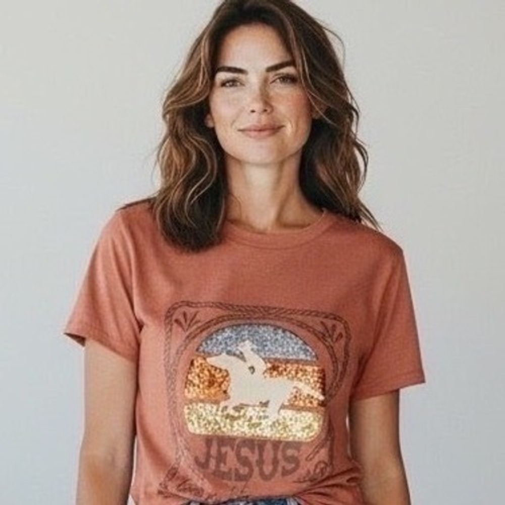 "Jesus Take the Reins" Sequin Tee